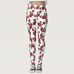 Rode kersen en witte (elke kleur) paarse vruchten leggings