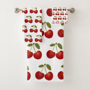 Rode kersen fruit gepersonaliseerde naam bad handdoek