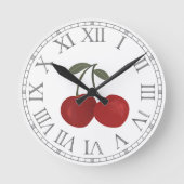 Rode Kersen Fruit Illustratie  Ronde Klok (Voorkant)