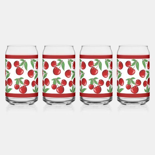 Rode kersen fruit overal patroon blikvorm glas (Achterkant)
