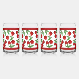 Rode kersen fruit overal patroon blikvorm glas