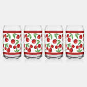 Rode kersen fruit overal patroon blikvorm glas (Links)