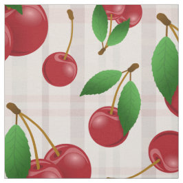 Rode kersen fruit patroon op vervaagde pastel plai stof