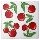 Rode Kersen Fruit Patroon Tegeltje (Voorkant)