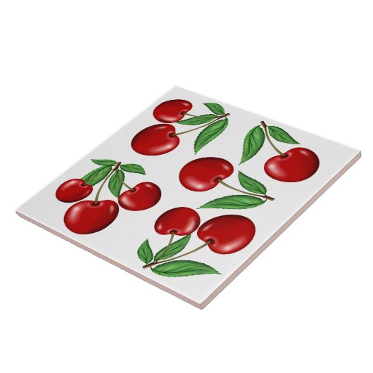 Rode Kersen Fruit Patroon Tegeltje (Zijkant)