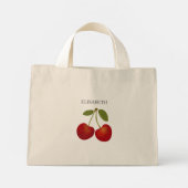 Rode kersen fruit personaliseren Naam Custom Mini Tote Bag (Achterkant)