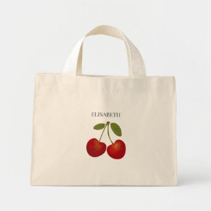 Rode kersen fruit personaliseren Naam Custom Mini Tote Bag