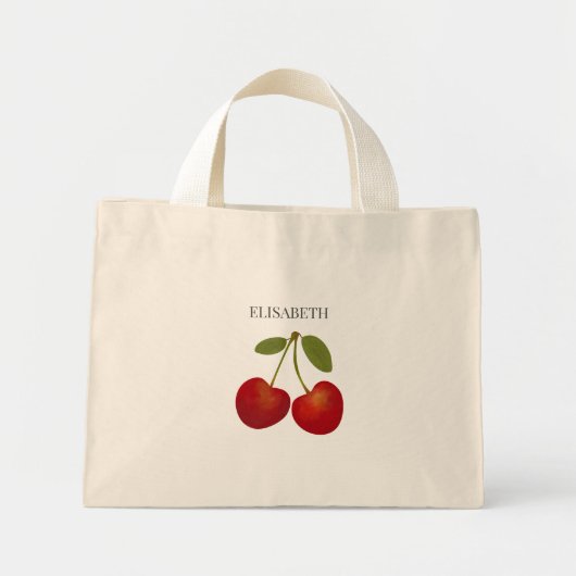 Rode kersen fruit personaliseren Naam Custom Mini Tote Bag (Voorkant)