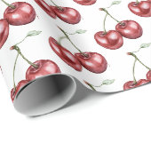 Rode Kersen Fruit Verjaardag Cadeaupapier (Rol Hoek)
