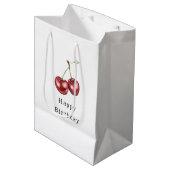 Rode Kersen Fruit Verjaardag Medium Cadeauzakje (Voorkant Gekanteld)