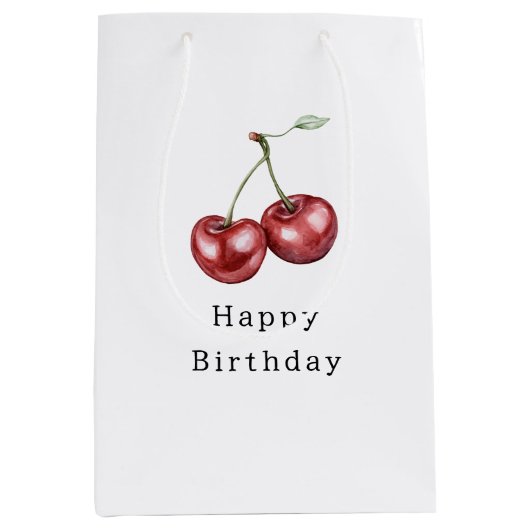 Rode Kersen Fruit Verjaardag Medium Cadeauzakje (Voorkant)