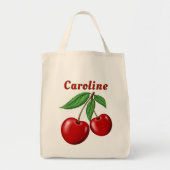 Rode kersen gepersonaliseerde boodschappen tote bag (Voorkant)