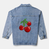 Rode kersen Grafisch ontwerp Denim Jacket (Achterkant)