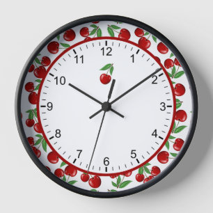 Rode Kersen Grafisch Retro Stijl Ingelijst