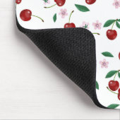 Rode Kersen Groen & Bloesems Muismat (Hoek)