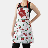 Rode Kersen Groen & Kersenbloesems Monogram Schort (Insitu)