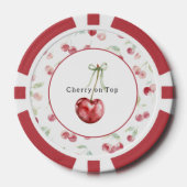 Rode Kersen Groene Bladeren Poker Chips (Voorkant)