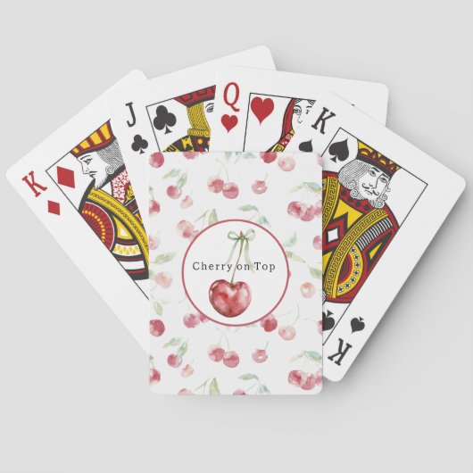 Rode Kersen Groene Bladeren Pokerkaarten (Achterkant)
