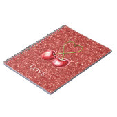 Rode Kersen Hart Liefde Glitter Notitieboek (Linkerzijde)