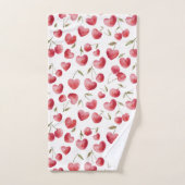 Rode Kersen Harten Bad Handdoek (Handdoek)