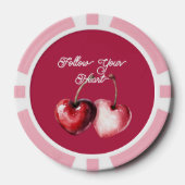 Rode Kersen Harten Poker Chips (Voorkant)
