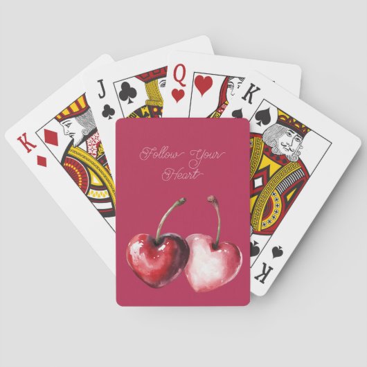 Rode Kersen Harten Pokerkaarten (Achterkant)