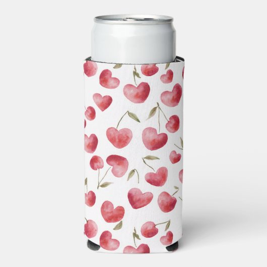 Rode Kersen Harten Seltzer Blikjeskoeler (Seltzer Voorkant)