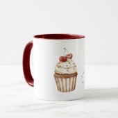 Rode Kersen Harten Vanille Cupcake   Mok (Voorkant links)