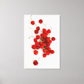 Rode kersen in natuurlijk licht liggen op wit canvas afdruk (Voorkant)