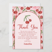 Rode Kersen Meisje Verjaardag Bedankkaart (Voorkant)