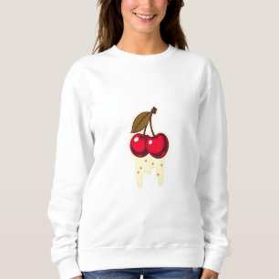 Rode Kersen met Druppelende Cream Graphic Trui