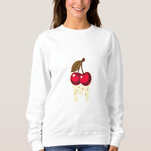 Rode Kersen met Druppelende Cream Graphic Trui (Voorkant)