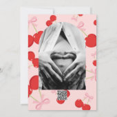 Rode Kersen met Roze Bow Coquette Baby shower Kaart (Achterkant)