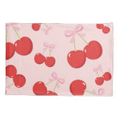 Rode Kersen met Roze Bow Coquette Cottage Chic Kussensloop (Achterkant)