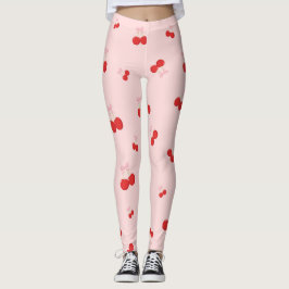 Rode Kersen met Roze Bow Coquette Cottage Chic Leggings