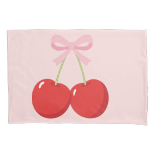 Rode kersen met roze lint Coquette Cottage Chic Kussensloop