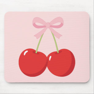Rode kersen met roze lint Coquette Cottage Chic Muismat