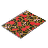 Rode kersen met roze lint Coquette Luipaardprint Notitieboek (Linkerzijde)