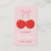 Rode kersen met roze strik Coquette Boutique Visitekaartje (Voorkant)