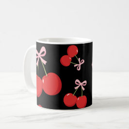 Rode kersen met roze strik Coquette Cottage Chic Koffiemok
