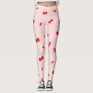 Rode Kersen met Roze Strik Coquette Cottage Chic Leggings
