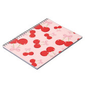 Rode kersen met roze strik Coquette Cottage Chic Notitieboek (Linkerzijde)