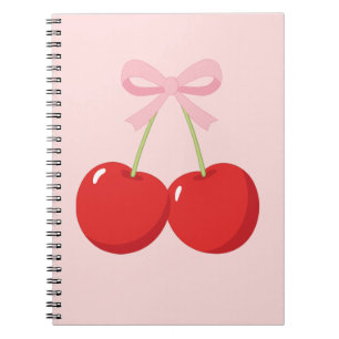 Rode Kersen met Roze Strik Coquette Cottage Chic Notitieboek