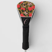 Rode kersen met roze strik Coquette Leopard Print Golfheadcover (Voorkant)