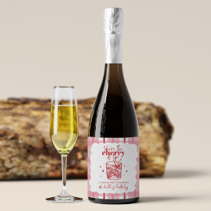Rode Kersen Old Fashioned Cocktail Verjaardagsfees Sparkling Wijnetiket