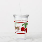 Rode kersen ontwerp gepersonaliseerd acryl drinkbeker (Links)