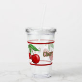 Rode kersen ontwerp gepersonaliseerd acryl drinkbeker (Achterkant)