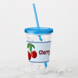 Rode kersen ontwerp gepersonaliseerd acryl drinkbeker