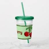 Rode kersen ontwerp gepersonaliseerd acryl drinkbeker (Links)