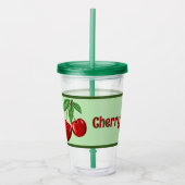 Rode kersen ontwerp gepersonaliseerd acryl drinkbeker (Voorkant)
